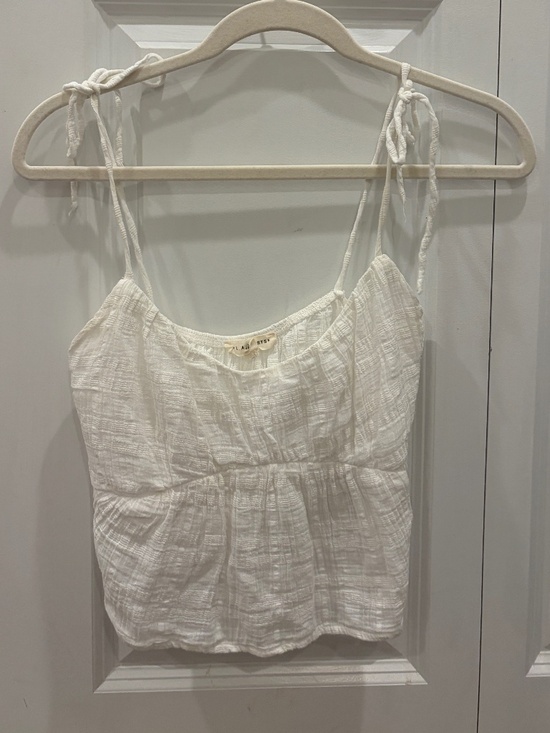 La Hearts Tops - LA Hearts L.A. Hearts White Textured Tie Strap Babydoll Tank Top